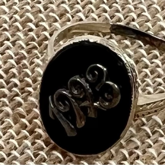 RARE 1923 ART DECO ERA BLACK ONYX RING 14K WHITE GOLD 100 years old - Picture 2 of 16